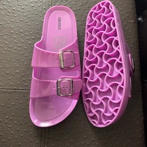Lavender Double-Strap Jelly Slides